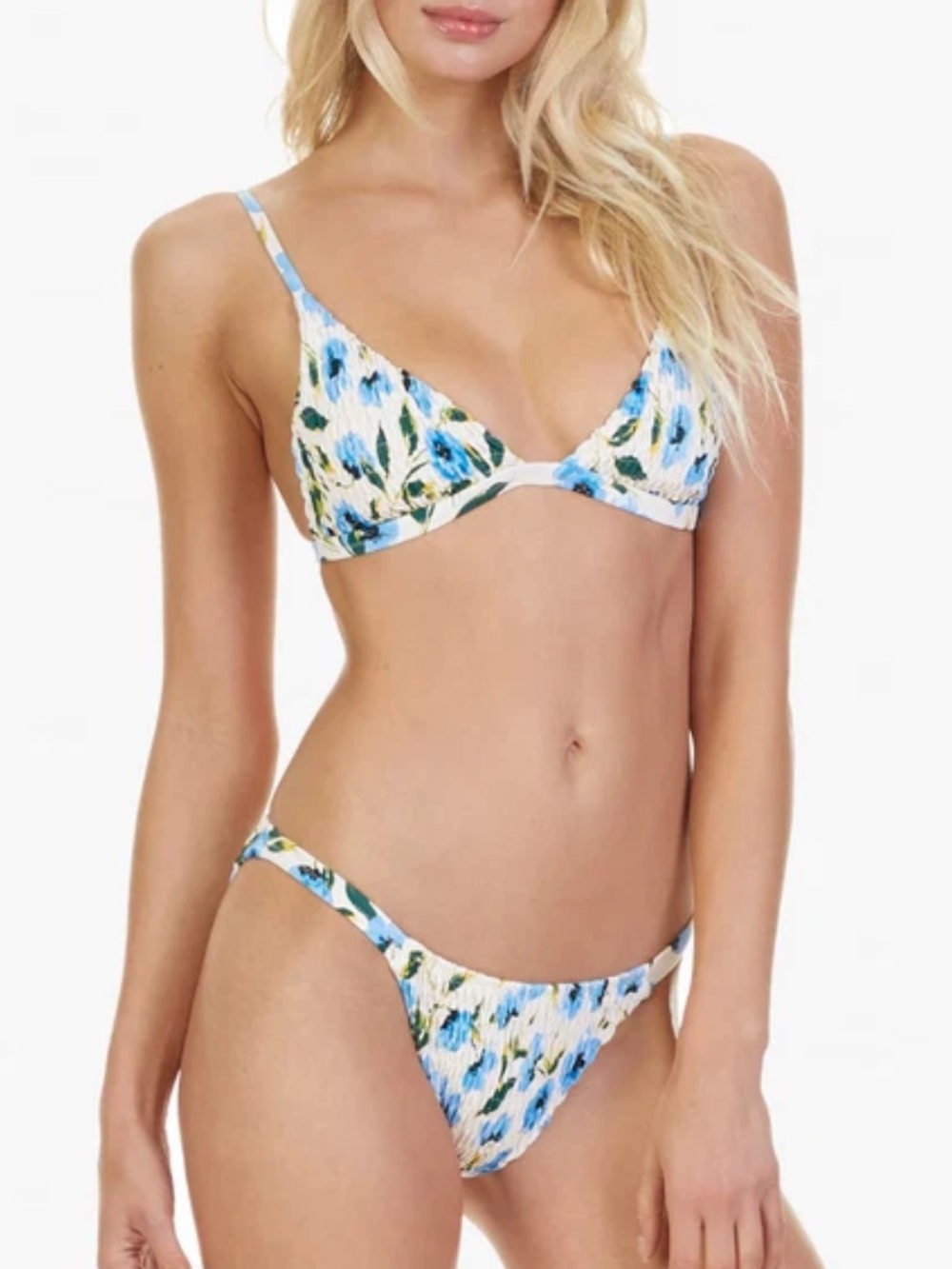 Tori Praver Jagger Blue Floral Smocked Bikini Set - Women's Swim